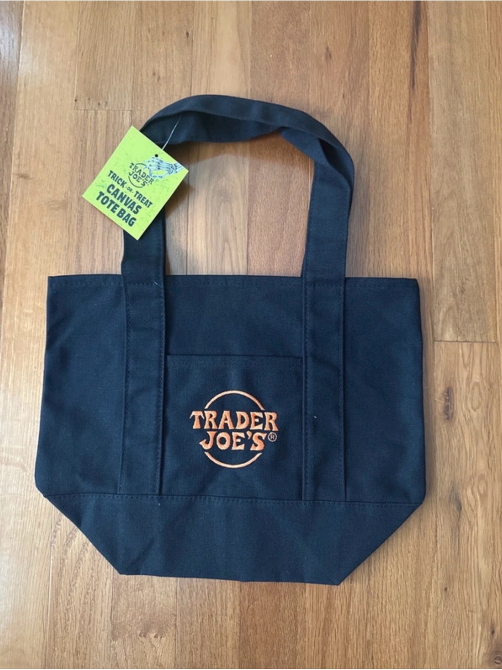 Trader Joe’s Black & Orange Halloween Trick-or-Treat Mini Canvas Tote Bag